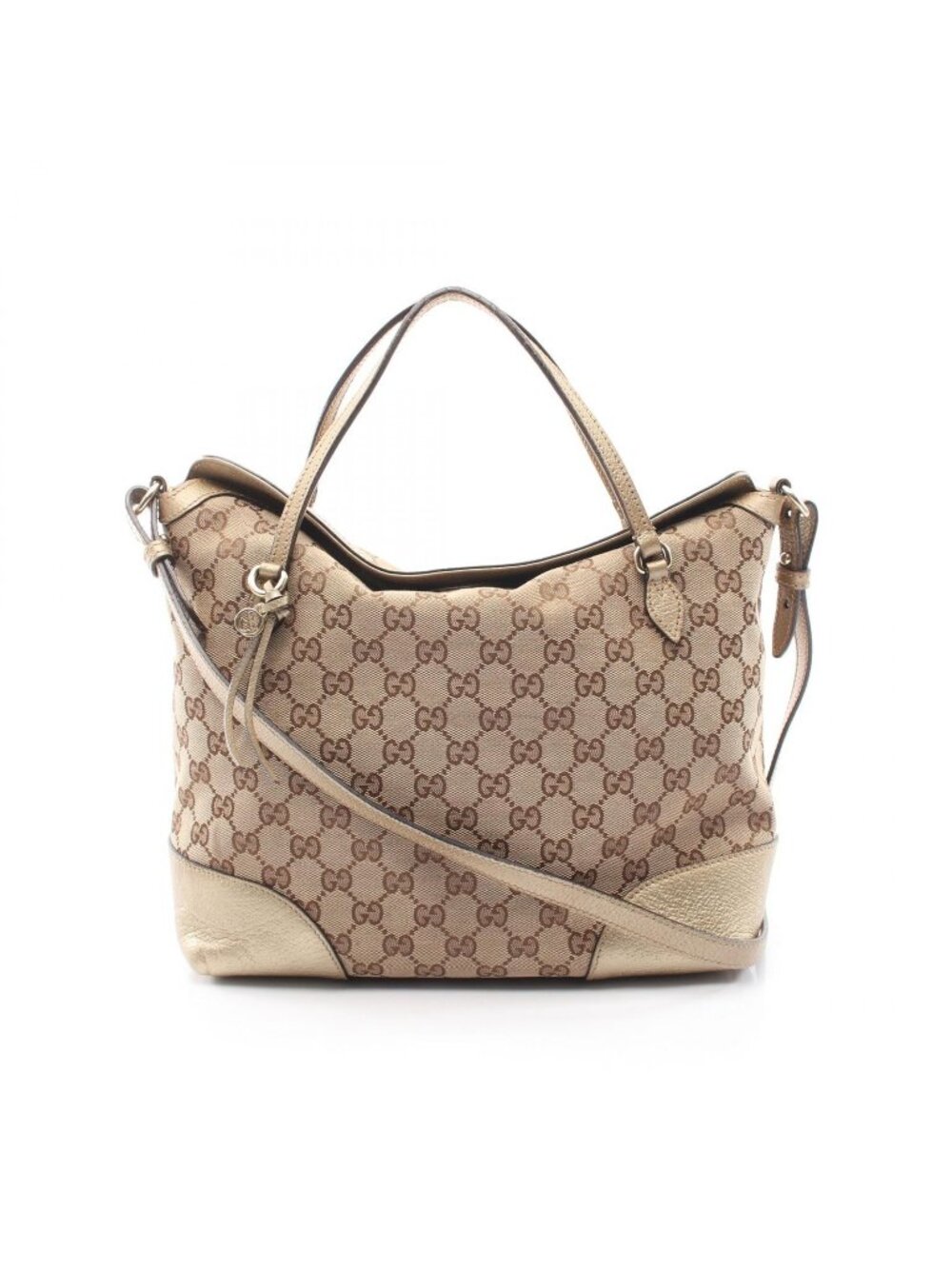 Gucci Handbag Bree GG Canvas 2-Way Beige Gold Shoulder